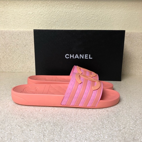 CHANEL CC Slide Sandal Mule Orange/Pink Sz 41 - Picture 2 of 8